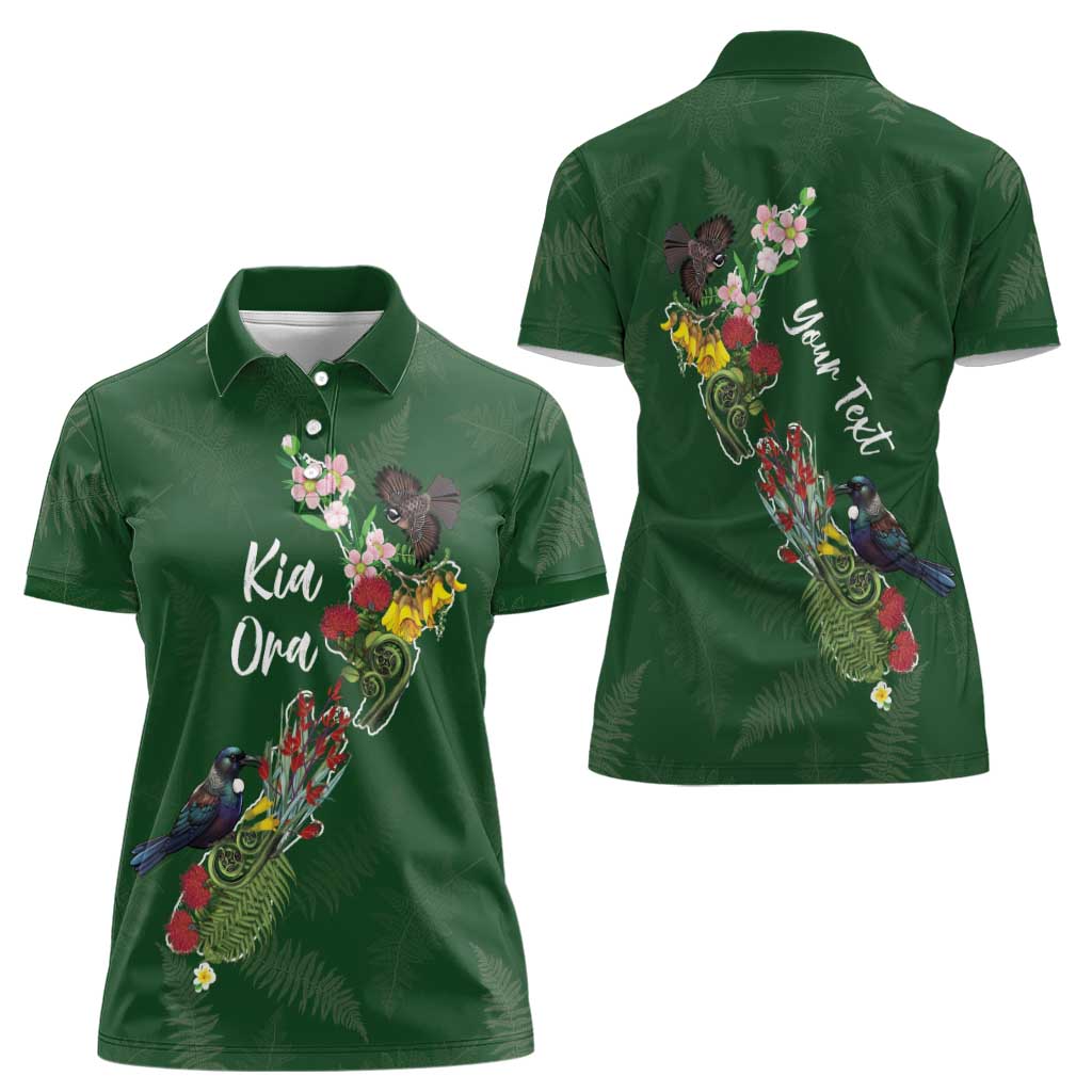 Kia Ora New Zealand Floral Personalized Women Polo Shirt Sage Green - Aussie Hoodie