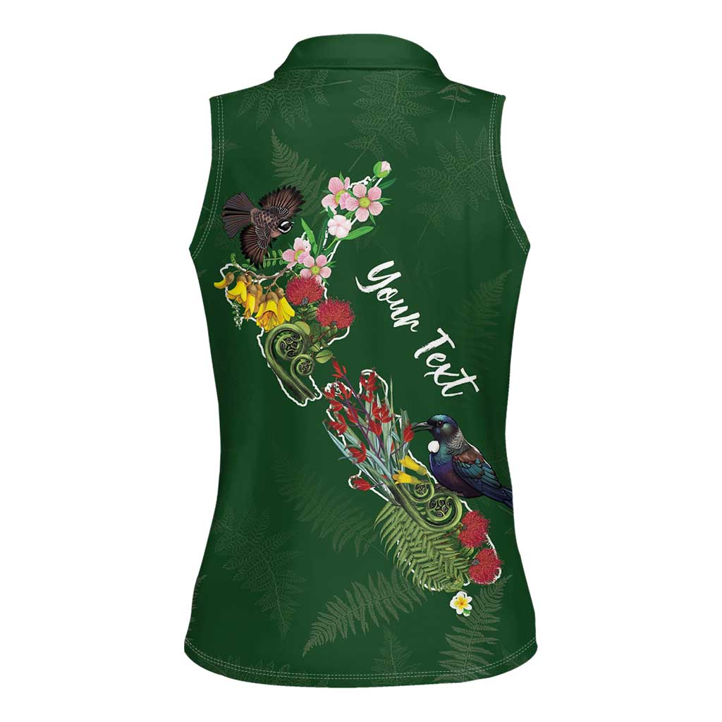 Kia Ora New Zealand Floral Personalized Women Sleeveless Polo Shirt Sage Green - Aussie Hoodie