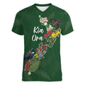 Kia Ora New Zealand Floral Personalized Women V-Neck T-Shirt Sage Green - Aussie Hoodie