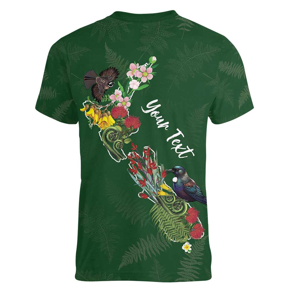 Kia Ora New Zealand Floral Personalized Women V-Neck T-Shirt Sage Green - Aussie Hoodie