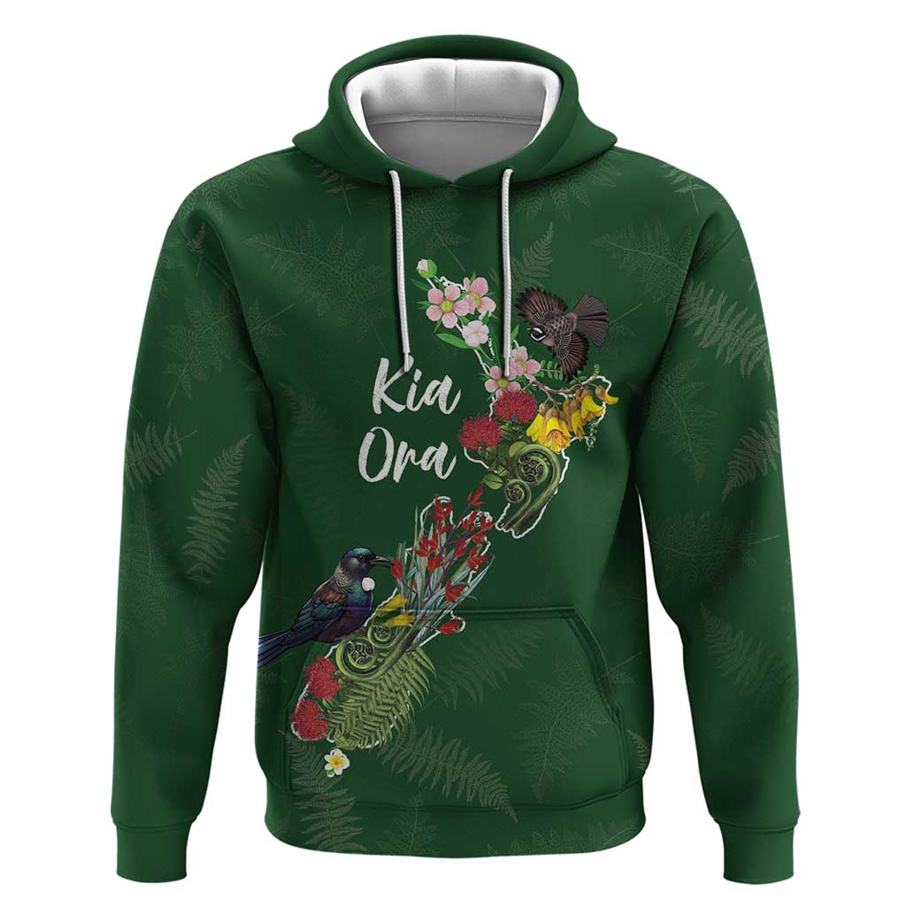 Kia Ora New Zealand Floral Personalized Zip Hoodie Sage Green - Aussie Hoodie