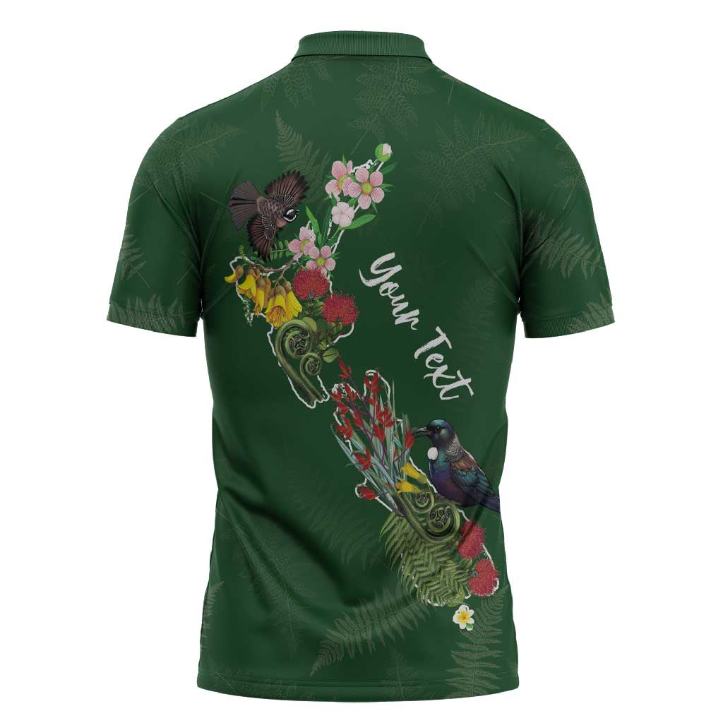 Kia Ora New Zealand Floral Personalized Zipper Polo Shirt Sage Green - Aussie Hoodie