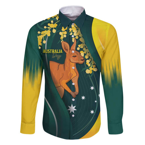 Australia Day Family Matching Off Shoulder Short Dress and Hawaiian Shirt Kangaroo National Color