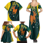 Australia Day Family Matching Summer Maxi Dress and Hawaiian Shirt Kangaroo National Color