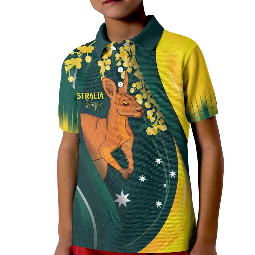 Australia Day Kid Polo Shirt Kangaroo National Color
