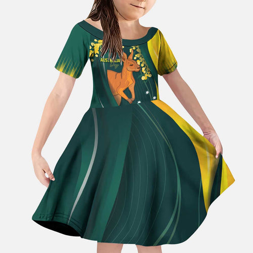 Australia Day Kid Short Sleeve Dress Kangaroo National Color