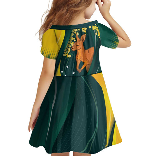 Australia Day Kid Short Sleeve Dress Kangaroo National Color