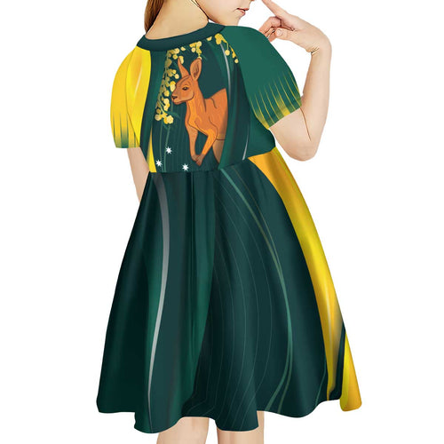 Australia Day Kid Short Sleeve Dress Kangaroo National Color