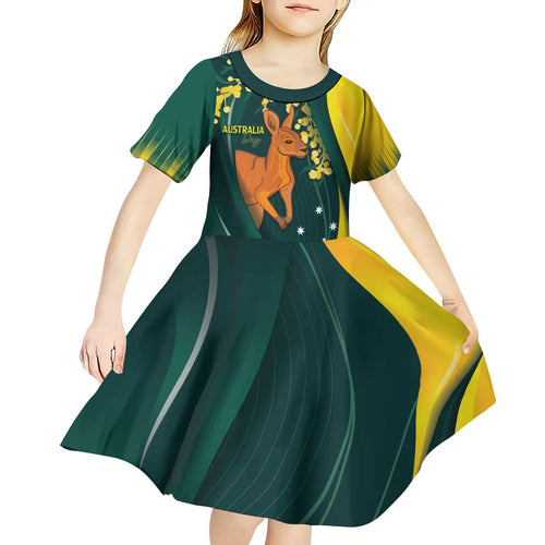 Australia Day Kid Short Sleeve Dress Kangaroo National Color