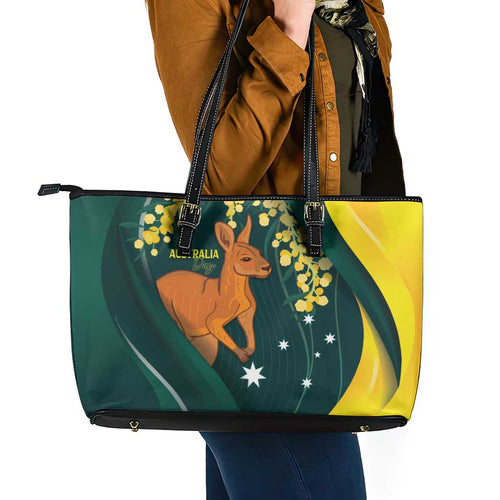 Australia Day Leather Tote Bag Kangaroo National Color