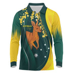 Australia Day Long Sleeve Polo Shirt Kangaroo National Color