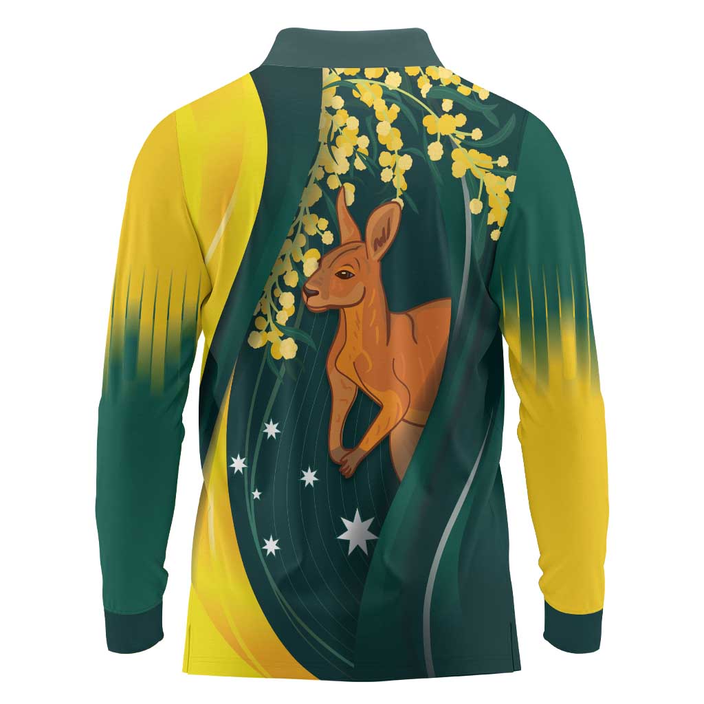 Australia Day Long Sleeve Polo Shirt Kangaroo National Color