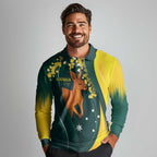 Australia Day Long Sleeve Polo Shirt Kangaroo National Color
