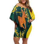 Australia Day Off Shoulder Short Dress Kangaroo National Color