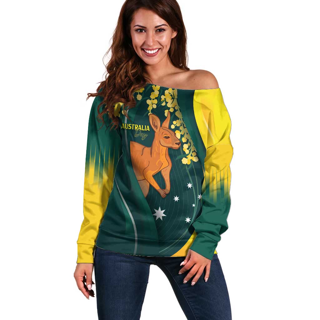 Australia Day Off Shoulder Sweater Kangaroo National Color