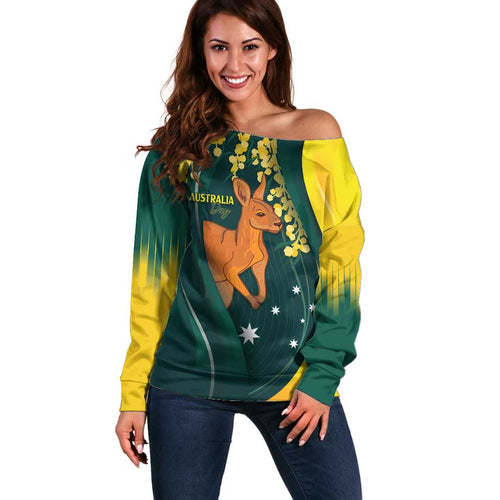 Australia Day Off Shoulder Sweater Kangaroo National Color