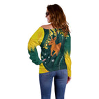 Australia Day Off Shoulder Sweater Kangaroo National Color