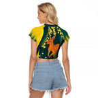 Australia Day Raglan Cropped T Shirt Kangaroo National Color