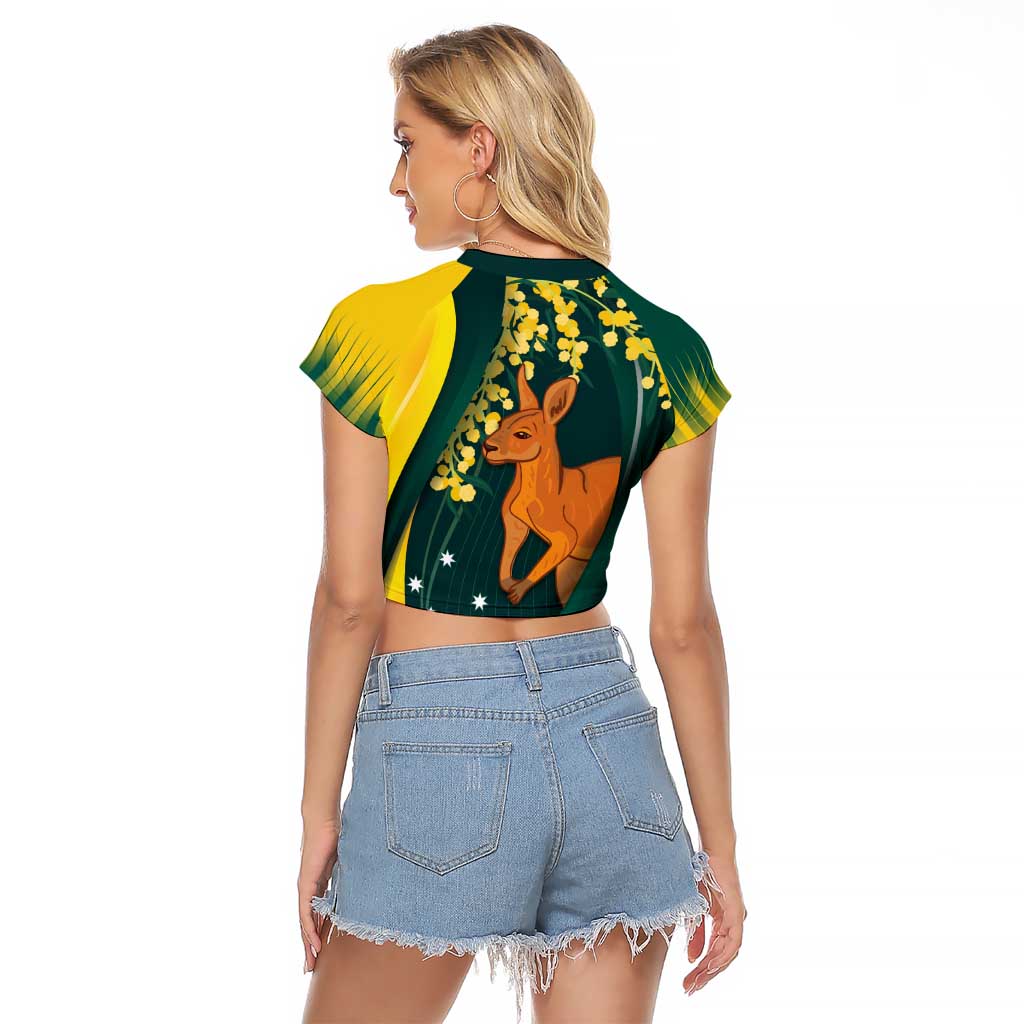 Australia Day Raglan Cropped T Shirt Kangaroo National Color