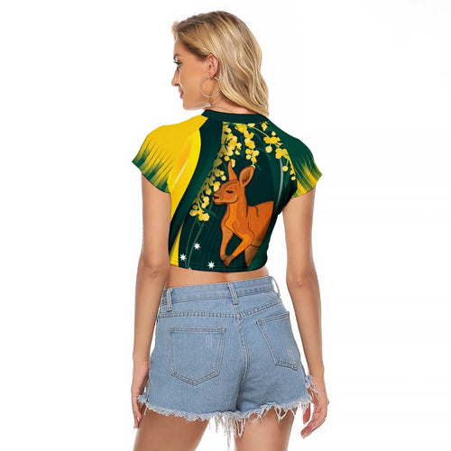 Australia Day Raglan Cropped T Shirt Kangaroo National Color