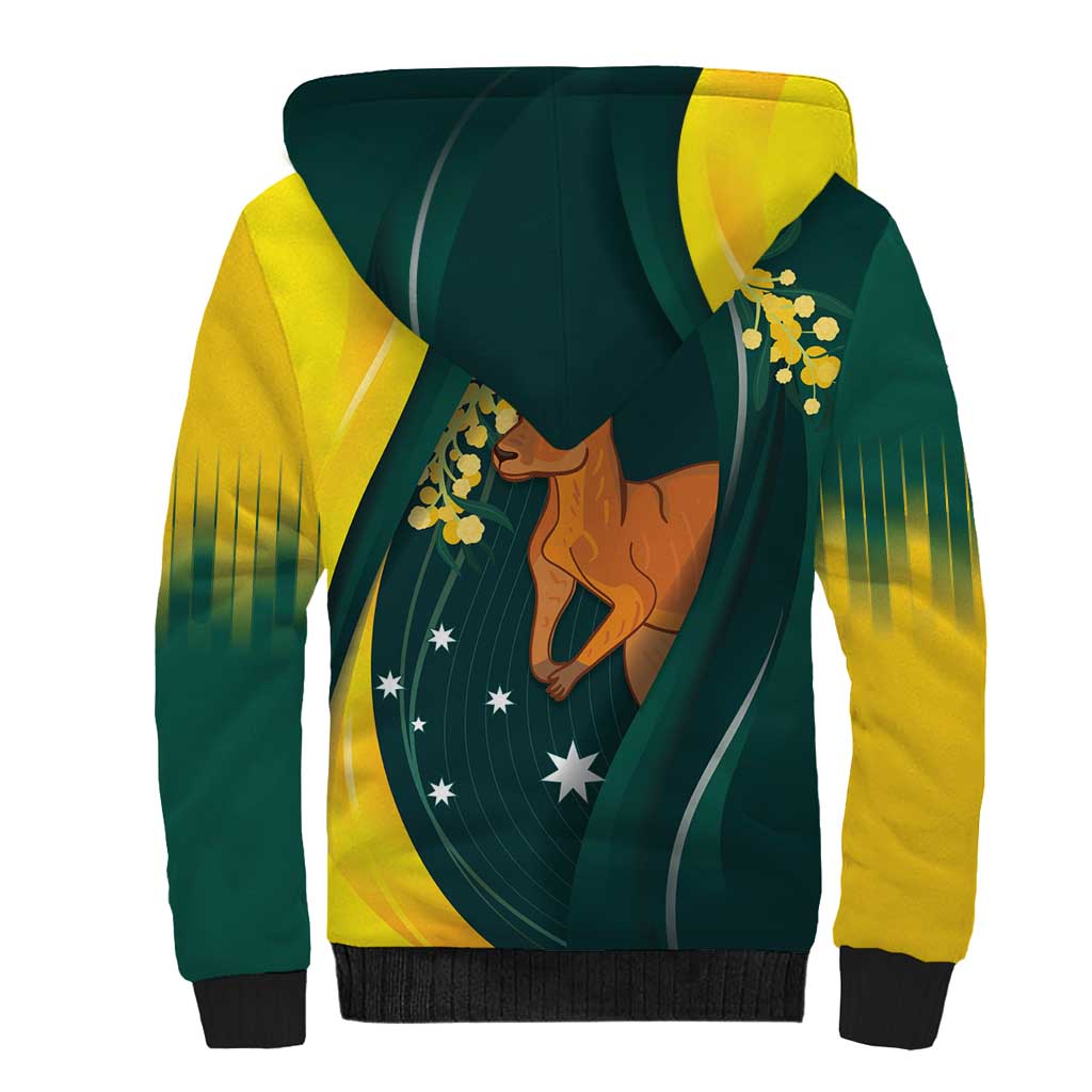 Australia Day Sherpa Hoodie Kangaroo National Color