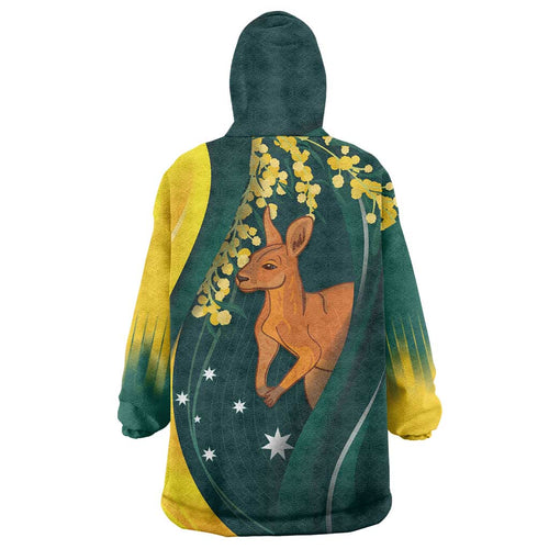 Australia Day Wearable Blanket Hoodie Kangaroo National Color
