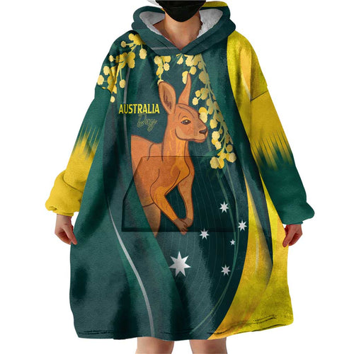 Australia Day Wearable Blanket Hoodie Kangaroo National Color