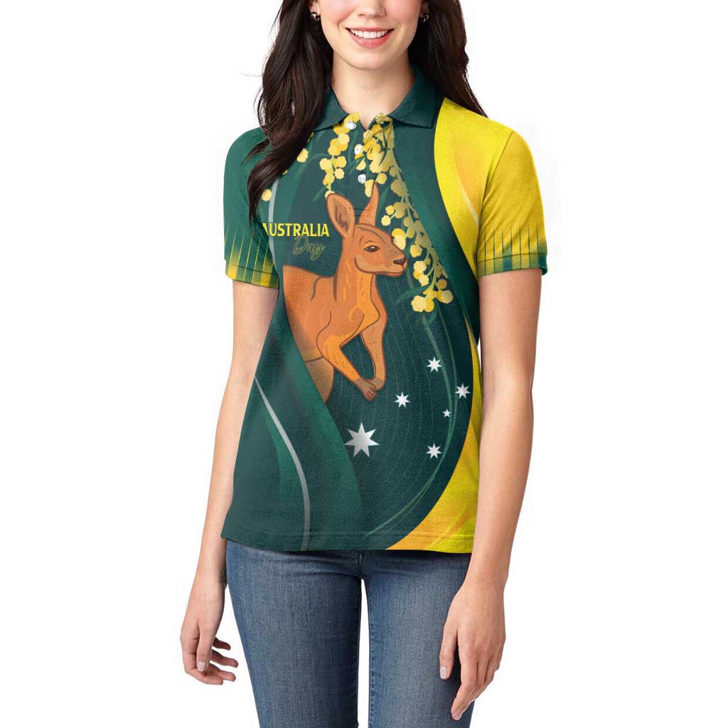 Australia Day Women Polo Shirt Kangaroo National Color