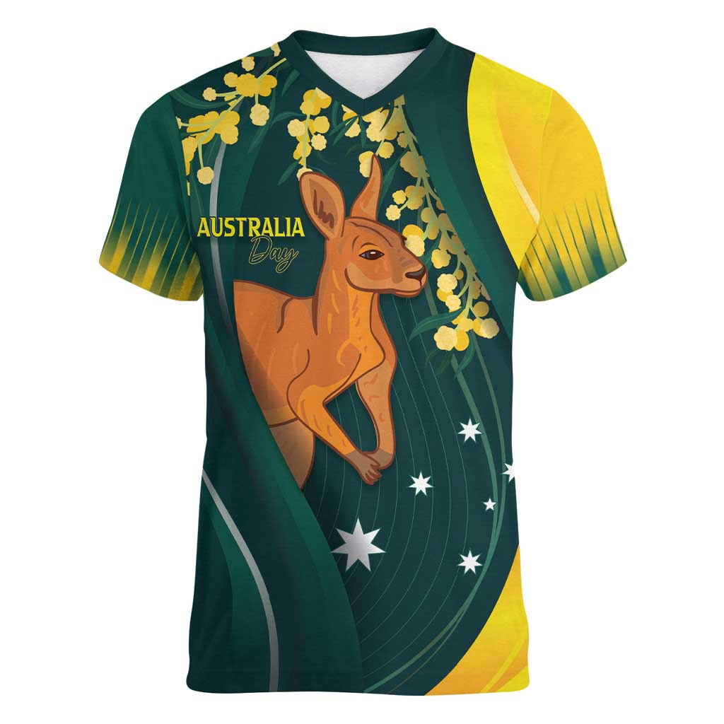 Australia Day Women V-Neck T-Shirt Kangaroo National Color