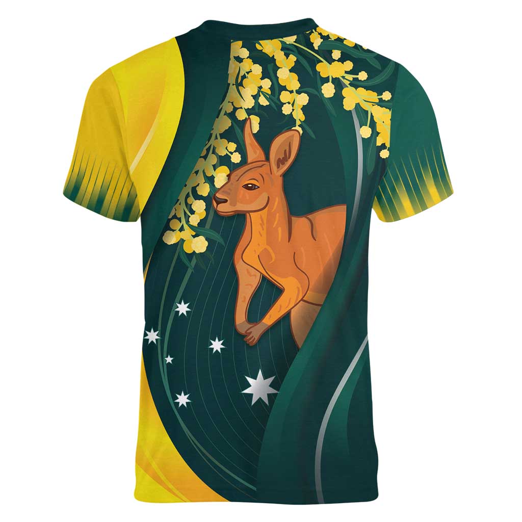 Australia Day Women V-Neck T-Shirt Kangaroo National Color