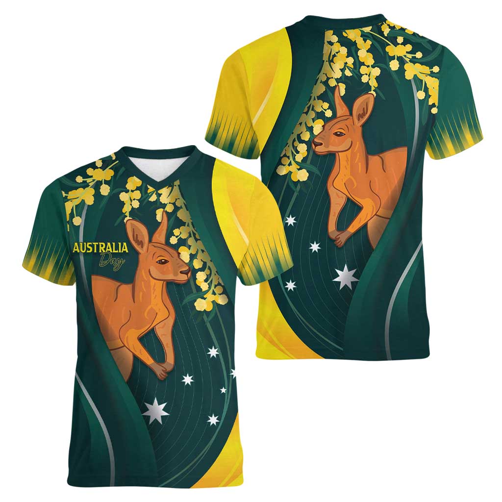 Australia Day Women V-Neck T-Shirt Kangaroo National Color