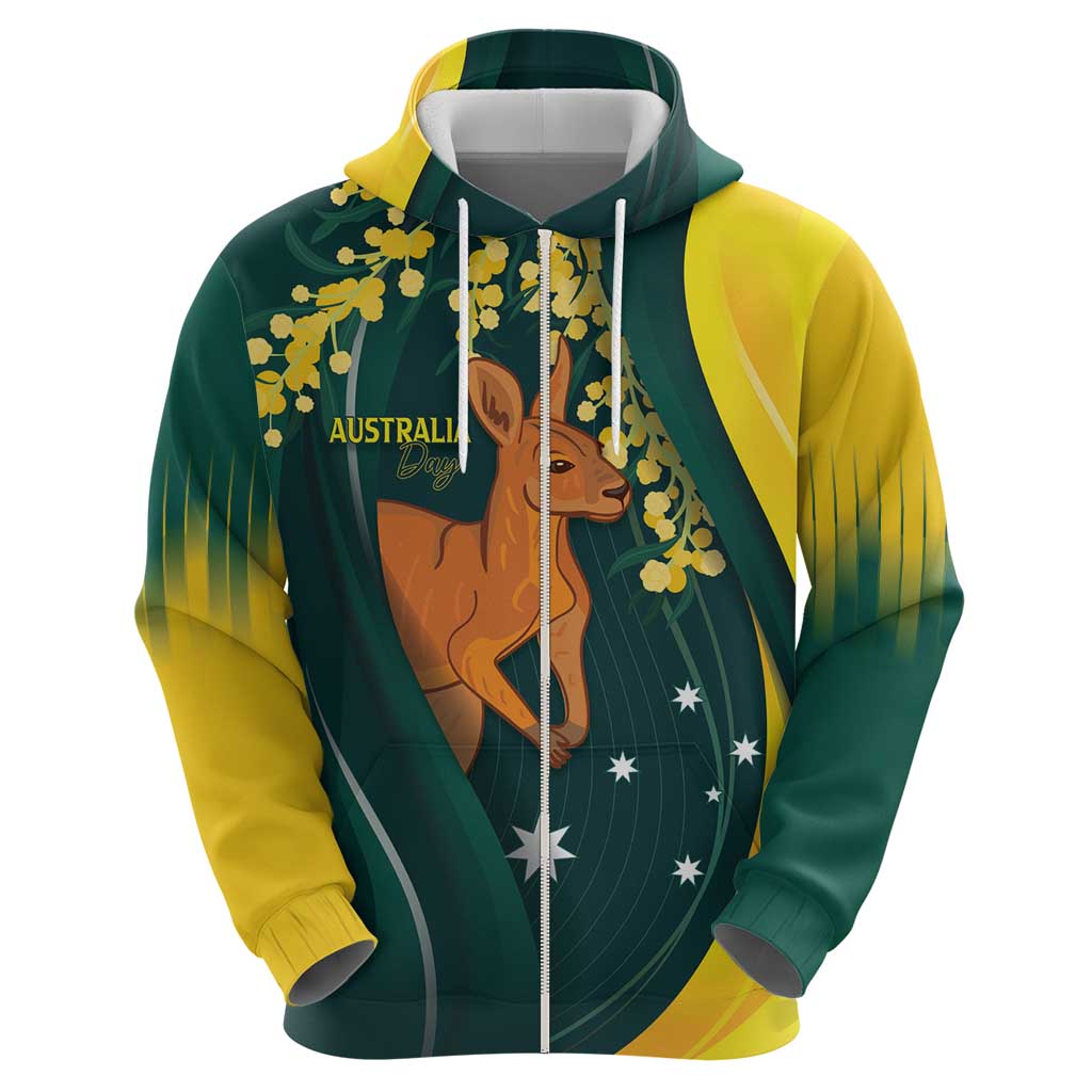 Australia Day Zip Hoodie Kangaroo National Color
