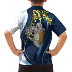 Australia Day Family Matching Off The Shoulder Long Sleeve Dress and Hawaiian Shirt Koala Blue Modern Vibe