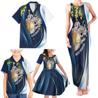 Australia Day Family Matching Tank Maxi Dress and Hawaiian Shirt Koala Blue Modern Vibe
