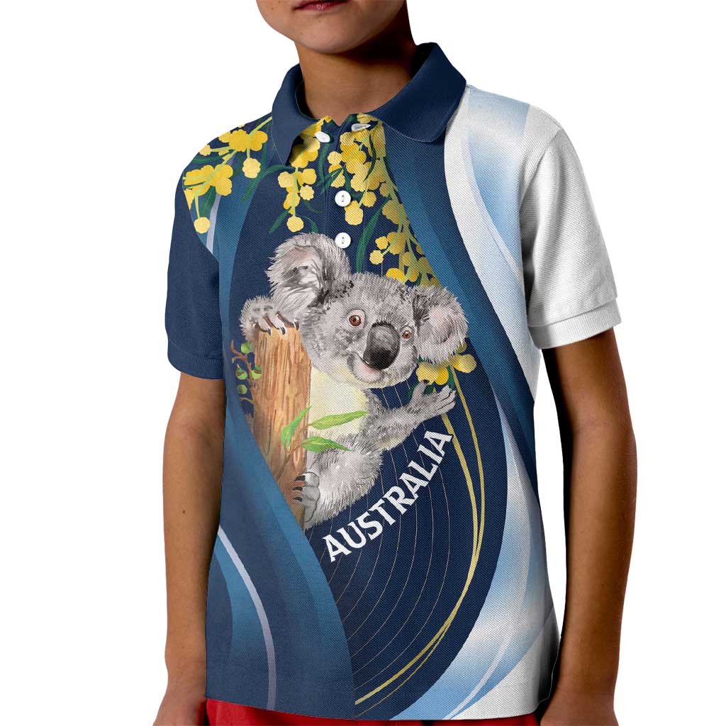Australia Day Kid Polo Shirt Koala Blue Modern Vibe