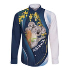 Australia Day Long Sleeve Button Shirt Koala Blue Modern Vibe