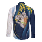 Australia Day Long Sleeve Button Shirt Koala Blue Modern Vibe