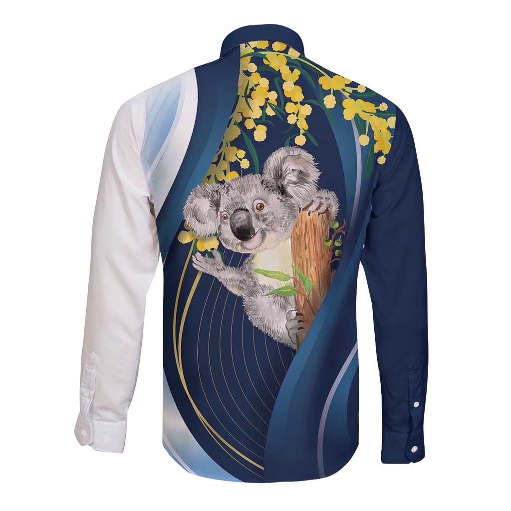Australia Day Long Sleeve Button Shirt Koala Blue Modern Vibe