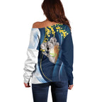 Australia Day Off Shoulder Sweater Koala Blue Modern Vibe