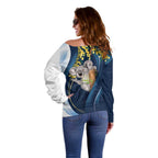Australia Day Off Shoulder Sweater Koala Blue Modern Vibe