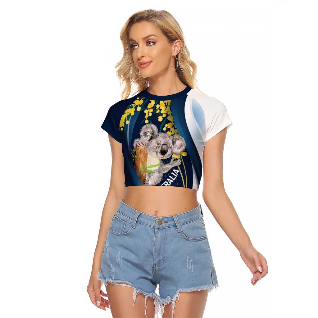 Australia Day Raglan Cropped T Shirt Koala Blue Modern Vibe
