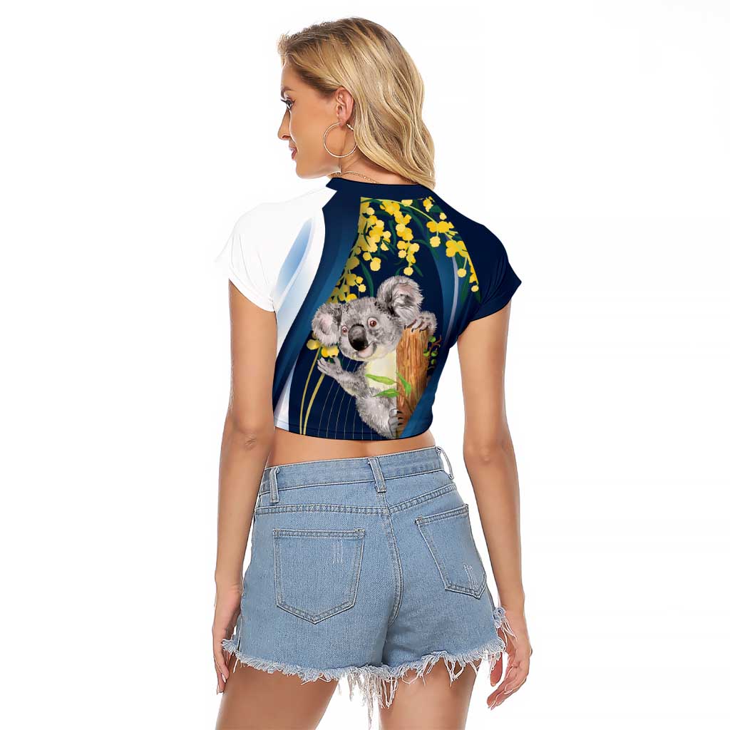 Australia Day Raglan Cropped T Shirt Koala Blue Modern Vibe