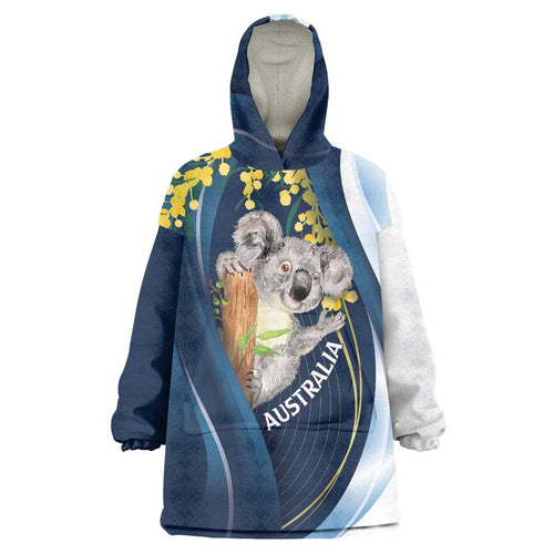 Australia Day Wearable Blanket Hoodie Koala Blue Modern Vibe