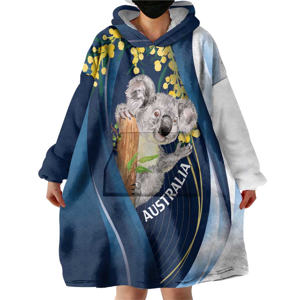 Australia Day Wearable Blanket Hoodie Koala Blue Modern Vibe