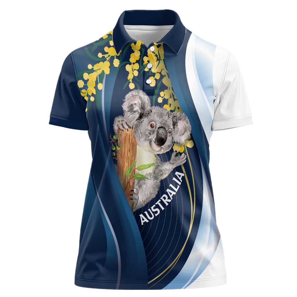 Australia Day Women Polo Shirt Koala Blue Modern Vibe