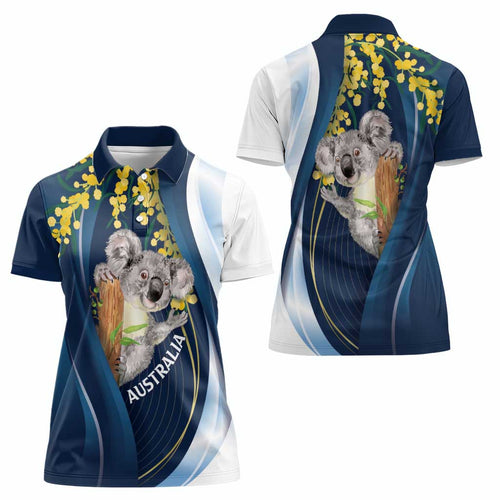 Australia Day Women Polo Shirt Koala Blue Modern Vibe
