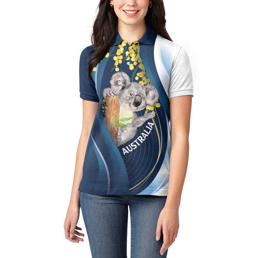 Australia Day Women Polo Shirt Koala Blue Modern Vibe