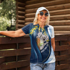 Australia Day Women Polo Shirt Koala Blue Modern Vibe