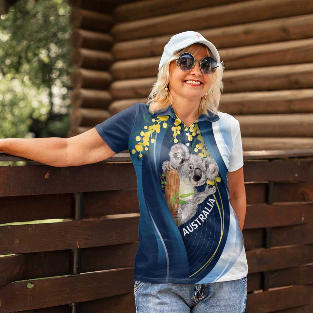 Australia Day Women Polo Shirt Koala Blue Modern Vibe