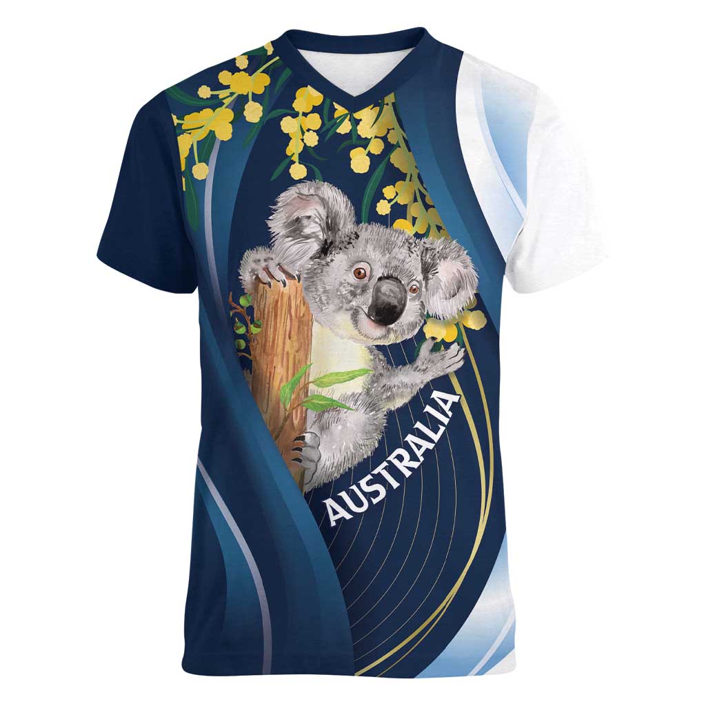 Australia Day Women V-Neck T-Shirt Koala Blue Modern Vibe